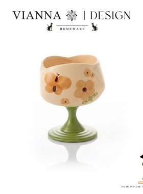 VIANNA丨涂鸦·BXHU田园风可爱陶瓷马克杯高颜值高脚甜品杯咖啡杯