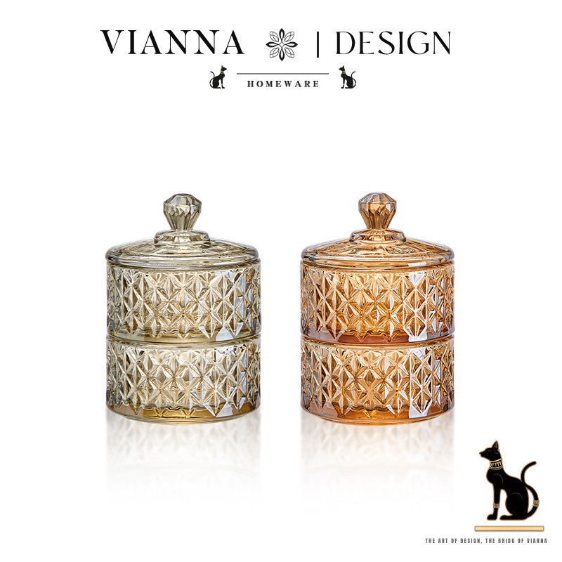 VIANNA丨钻棱·DING高档带盖玻璃储物罐家用糖果干果罐零食收纳罐,家居饰品,储物罐,淘宝优惠券,粉丝福利购,淘宝优惠卷