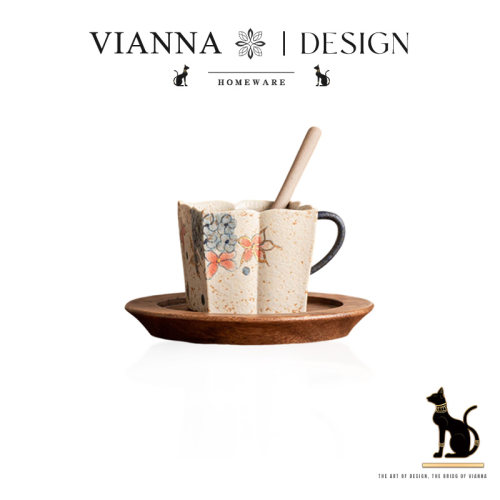 VIANNA复古国潮描金陶瓷咖啡杯碟