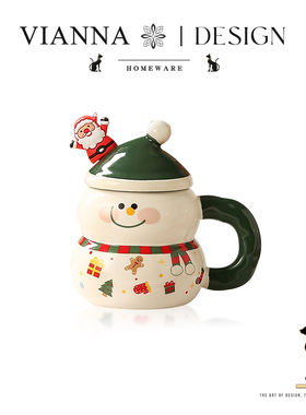 VIANNA丨雪人·FJWE创意卡通圣诞陶瓷马克杯大容量水杯子小众礼物