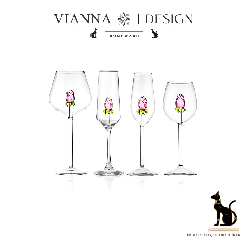 VIANNA丨玫瑰&middot;Durw高档立体玻璃红酒杯套装香槟杯葡萄酒杯伴手礼