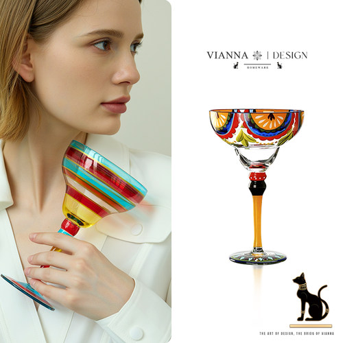 VIANNA氛围感彩绘玻璃鸡尾酒杯
