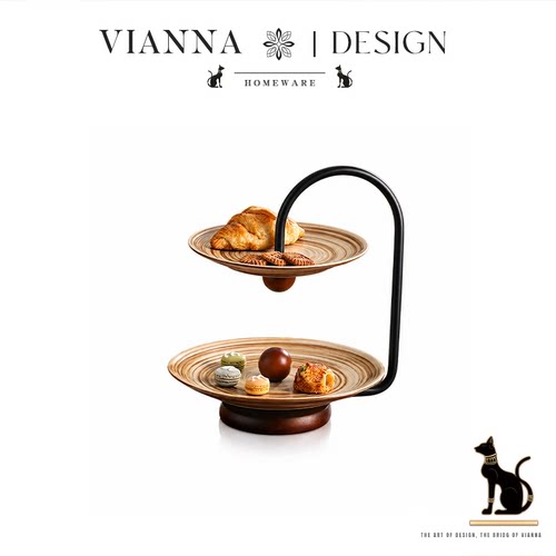VIANNA/NFEI复古双层陶瓷果盘
