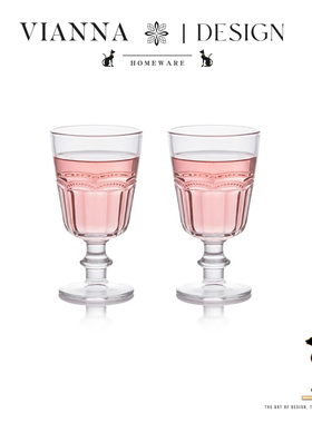 VIANNA丨蕾丝·GXGS法式浮雕玻璃杯复古高脚洋酒杯香槟葡萄酒杯子
