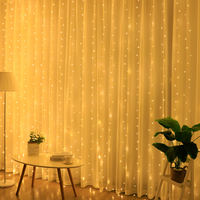 LED curtains, waterfall lights, copper wire star lights, remote control, eight-function, living room, room decoration, atmosphere, fairy color light strings thumbnail 5