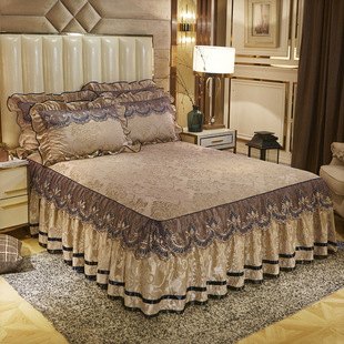 席梦思床垫防滑冬季 床罩薄款 保暖床套 天鹅绒蕾丝床裙单件秋季 新款