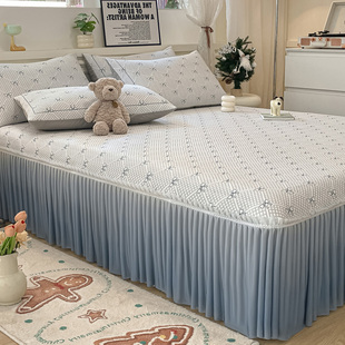 冰丝凉席三件套床裙款韩式夏季豆豆席子可裸睡凉而不冰可机洗软席