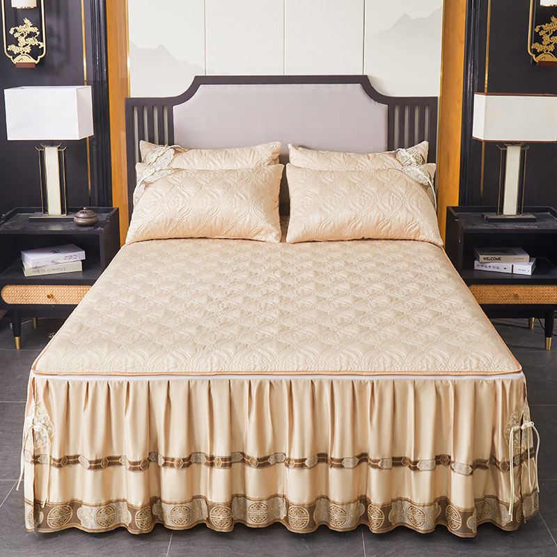 中国风床笠式床裙三件套开衩可拆洗加厚夹棉床罩单件新款中式床围,床上用品,床裙,淘宝优惠券,粉丝福利购,淘宝优惠卷