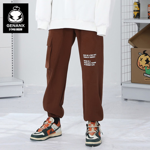 松紧腰束脚运动休闲长裤 GENANX闪电潮牌卫裤 新款 秋季 男 男高街时尚