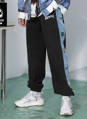 GENANX闪电潮牌灯芯绒运动裤男女款秋冬季新款裤子休闲裤束脚长裤