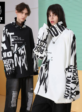 GENANX闪电潮牌oversize美式高街重磅情侣卫衣2025秋冬季新款上衣