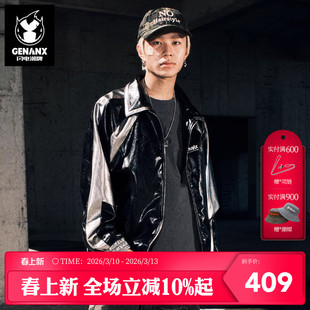 GENANX闪电潮牌好看黑色短款高级感皮衣外套男女款秋冬李子杰同款