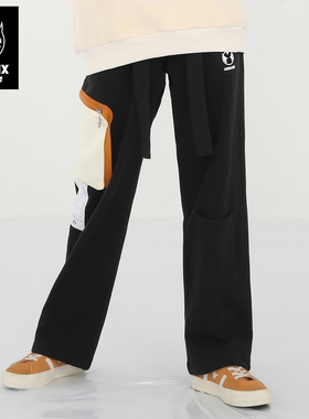 GENANX闪电潮牌休闲工装裤春季新款宽松直筒百搭黑色休闲裤男