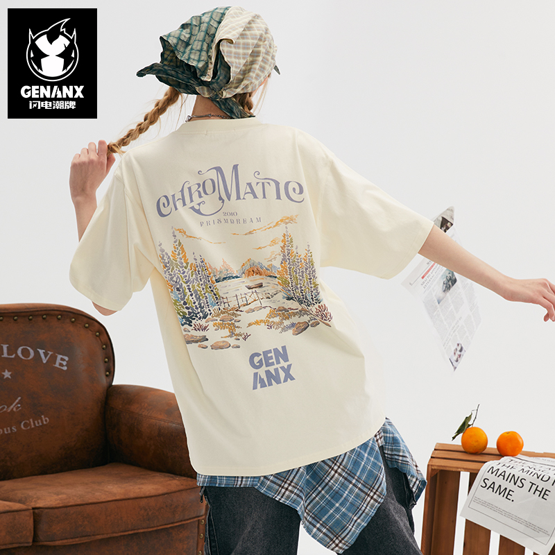 闪电潮牌短袖夏季短袖情侣T恤