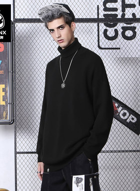 GENANX闪电潮牌黑色高领毛衣秋冬男女新款品牌白色打底衫洋气内搭