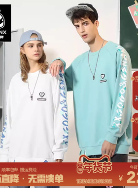 GENANX × xxgogo联名款 新款宽松休闲情侣基础印花圆领纯色卫衣