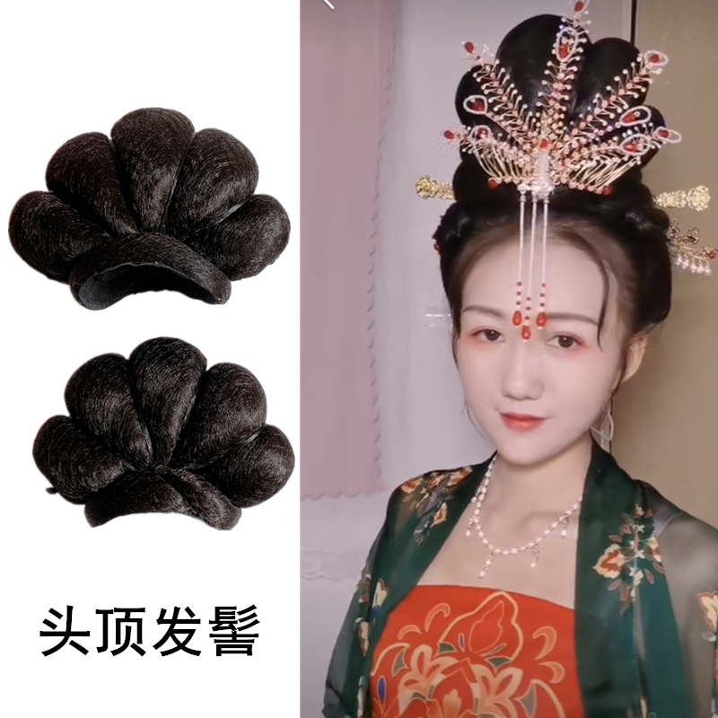 古风汉服头顶发髻柯子裙大发包唐风贵妃发型cos古装影视演出造型