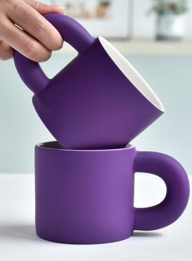 【稀有】高贵紫色肤感马克杯高颜值北欧咖啡杯米其林新潮定制轻奢
