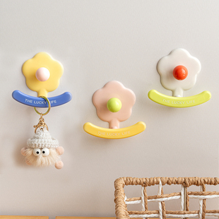 多巴胺花朵挂钩壁挂免打孔粘钩家用门后挂钩玄关钥匙收纳壁挂式