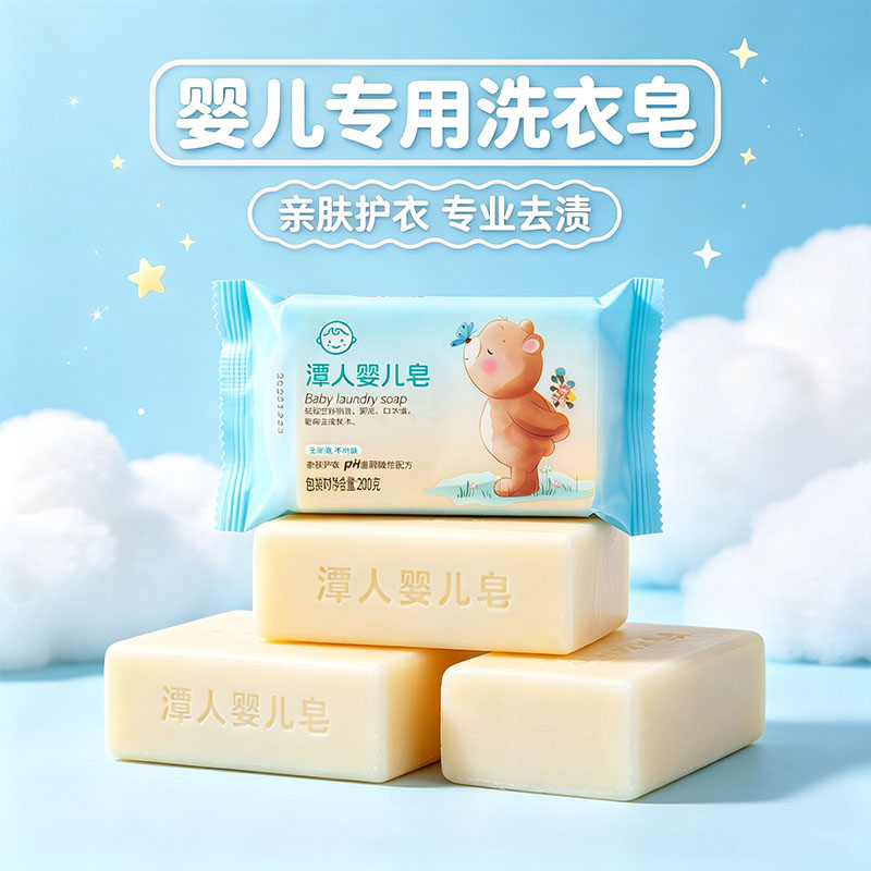 潭人婴儿洗衣皂200g去奶渍口水