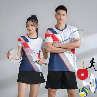 速干透气羽毛球短袖上衣印字定制男女团体比赛队服乒乓球排球T恤