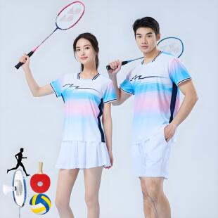 新款羽毛球服男女比赛队服定制印字速干透气乒乓球服排球短袖上衣