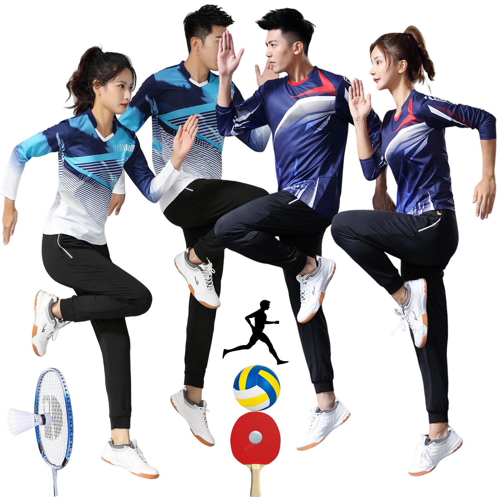 新款秋冬长袖运动上衣羽毛球服定制比赛队服排球乒乓球衣速干T恤