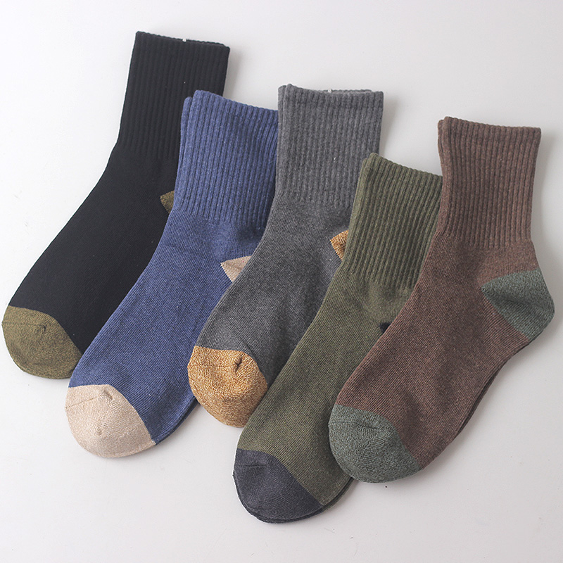 纯棉色纺防臭厚实中筒袜