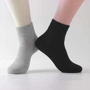 男士 中筒袜子春秋防臭吸汗黑色全棉运动白色棉质纯色wazi 纯棉四季