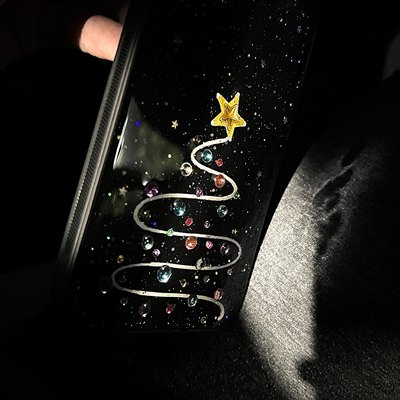 圣诞节 氛围感手工滴胶 彩钻闪粉iPhone14手机壳