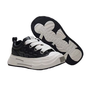 卓沅同款SHOOT BRAND重奏黑梅板鞋男女款厚底增高复古皮革梅花鞋