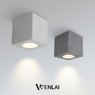 日式 筒灯 侘寂风过道玄关吸顶灯水泥阳台灯极简民宿衣帽间方形明装