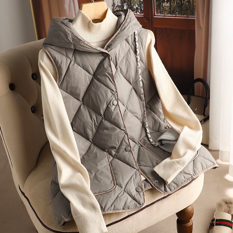 羽绒服马甲背心短款连帽外套女款