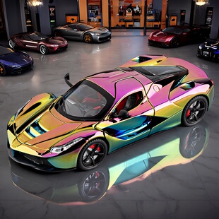 1:22新款电镀法拉利拉法合金炫彩超级跑车儿童蝴蝶门硬顶赛车玩具