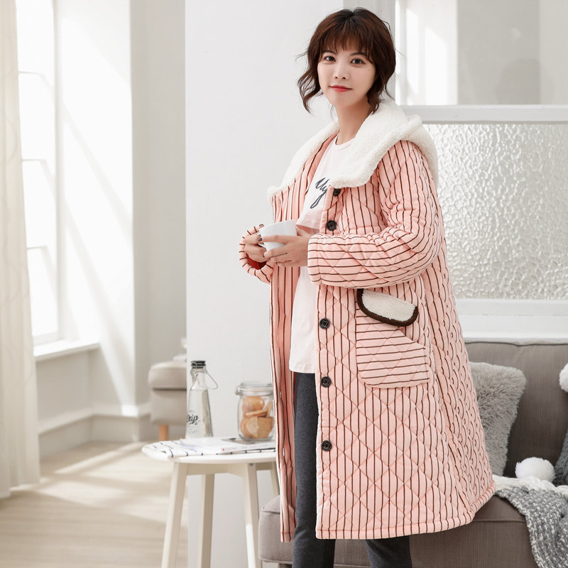 산후 의류 산후 출산 잠옷 가을 겨울 모유 수유 임산부의 두꺼운 산호 벨벳 퀼트 가정 의류 잠옷