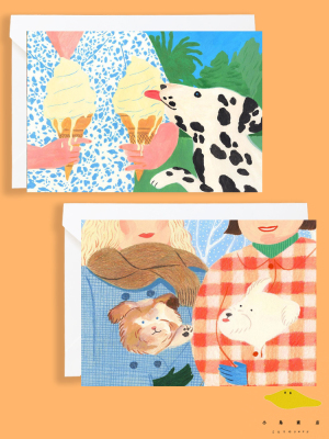 很高兴认识你 圣诞新年小狗猫咪明信片温馨治愈可爱卡通祝福贺卡