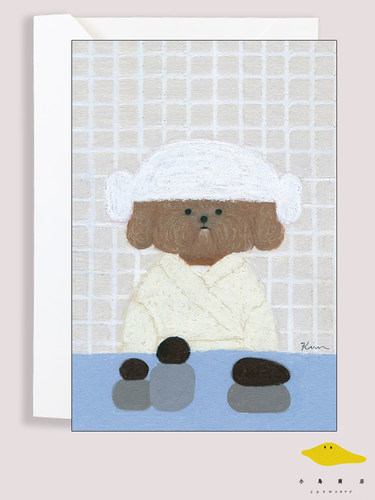 可爱暴击持续 小狗猫猫插画卡通明信片 治愈文艺清新祝福生日贺卡