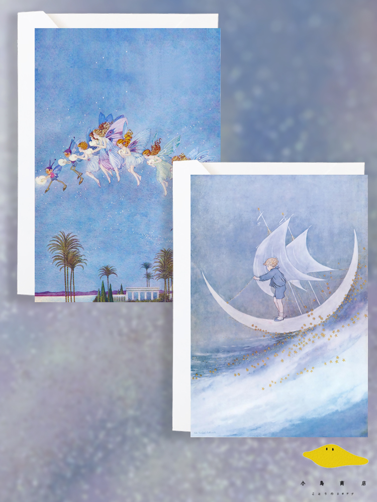 精灵之夜 唯美浪漫插画童话纯真手绘贺卡生日祝福明信片装饰卡片