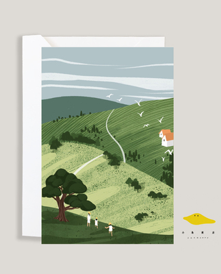 文艺小清新手绘插画贺卡明信片