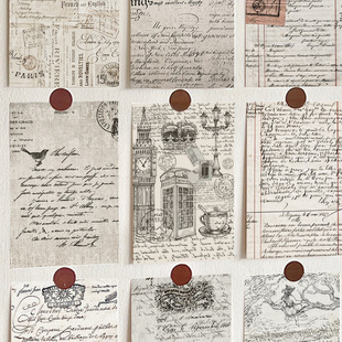 10张复古书信卡片明信片英文手帐diy房间室内背景墙上装饰素材