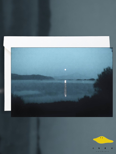 海上月心上人 月亮夜晚氤氲氛围感摄影写真明信片祝福节日生日卡