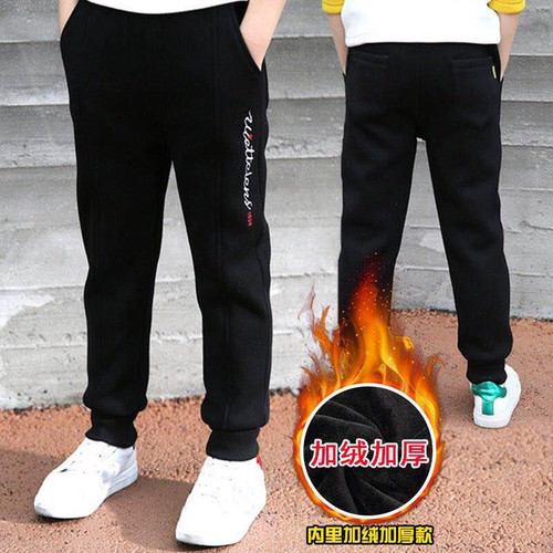 一体绒新款中大运动长裤加绒加厚