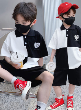男童夏装短袖POLO衫套装2023新款帅洋气中大儿童网红时髦休闲韩版