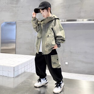 男童秋装开衫套装2026新款中大童运动炸街儿童春秋季帅气时髦洋气