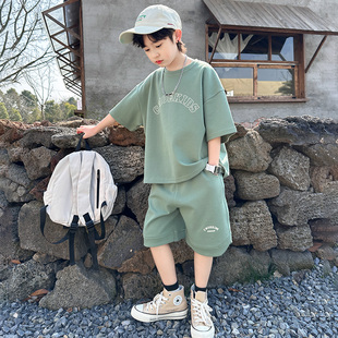 男童夏装套装2026新款儿童衣服男孩短袖大童夏季童装时髦潮款帅气