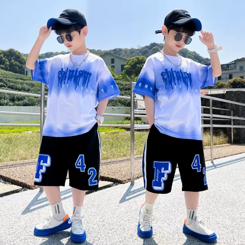 男童夏装短袖套装2026新款中大童洋气酷帅男孩夏季时髦儿童网红潮