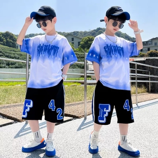 男童夏装短袖套装2026新款中大童洋气酷帅男孩夏季时髦儿童网红潮