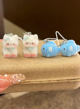小红书同款小猫小鱼情侣手机挂链