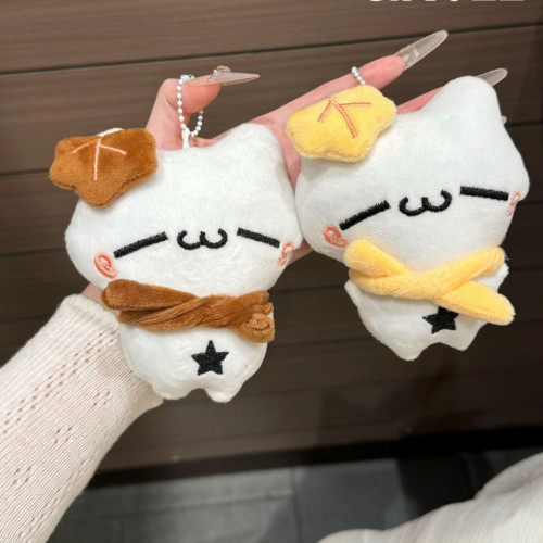吱吱叫枫叶小猫咪毛绒情侣挂件