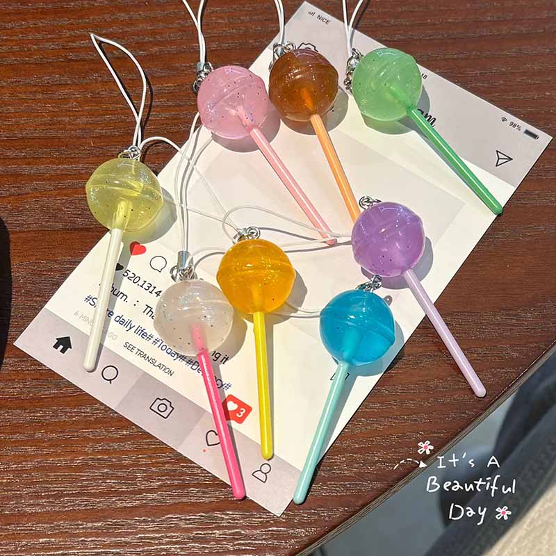 透色棒棒糖钥匙扣手机绳